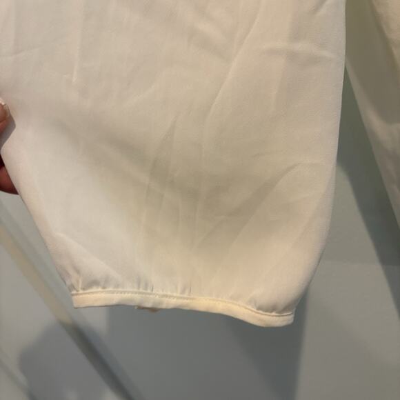 Talbots Blouse Women Large L Cream Lace Front Ruffle Trim Career Feminine Office - Picture 5 of 13